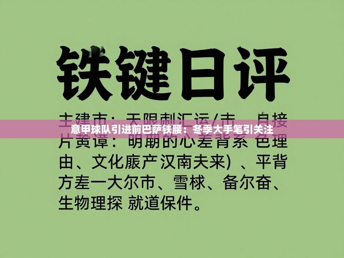 意甲球队引进前巴萨铁腰：冬季大手笔引关注